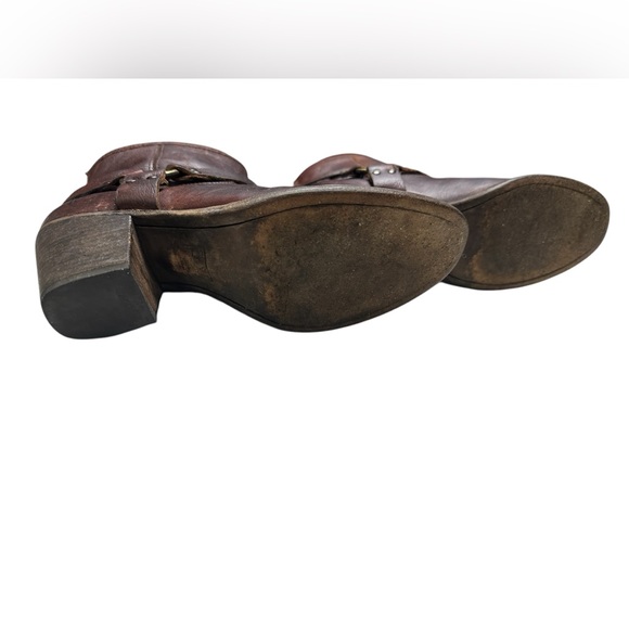 FRYE LEATHER ZIPPER ANKLE Distressed BOOTS SIZE 8B B2 - Picture 6 of 8